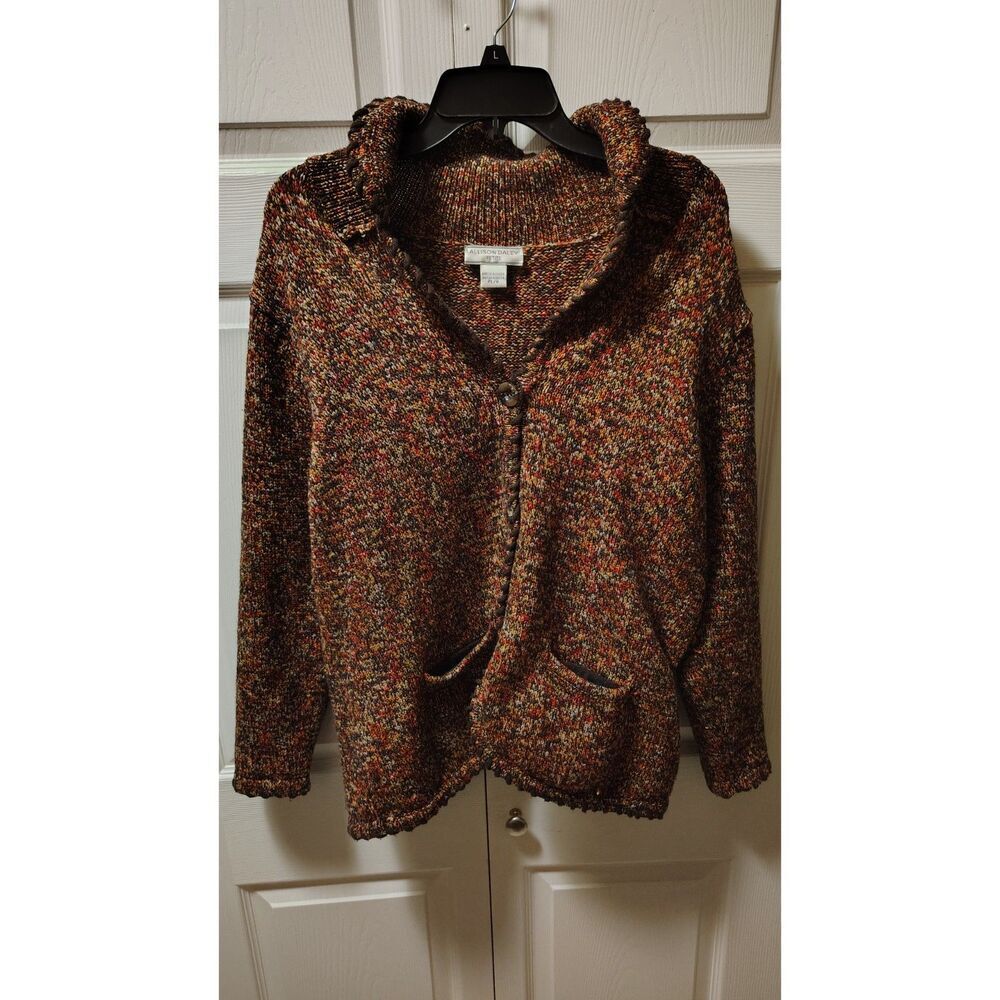 Allison Daley Brown Petite Large knit cardigan